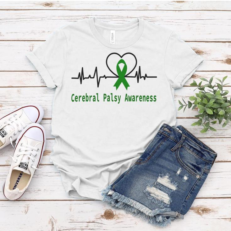 Cerebral Palsy Awareness Heartbeat Green Ribbon Cerebral Palsy Cerebral Palsy Awareness Women T-shirt Unique Gifts