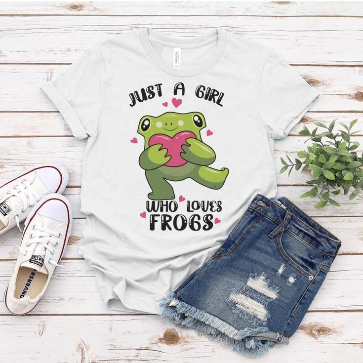 Cute Frog Just A Girl Who Loves Frogs Funny Frog Lover Gift For Girl Frog Lover Women T-shirt Funny Gifts