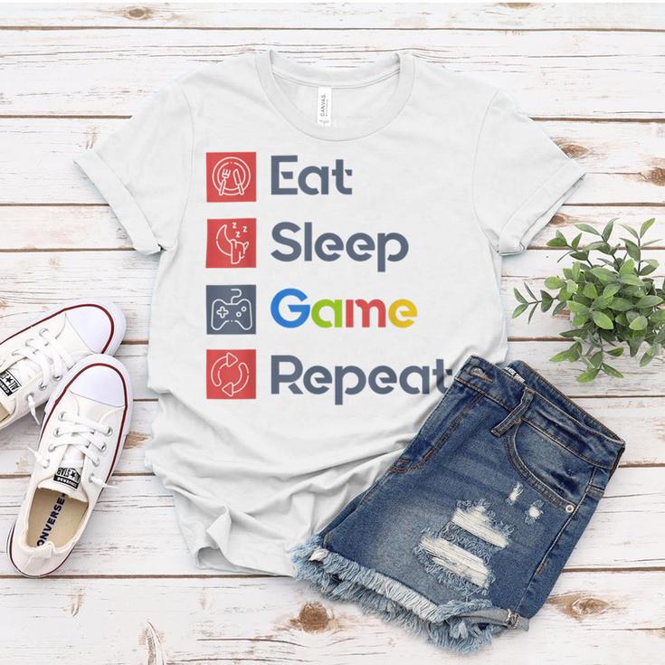 Eat Sleep Game Repeat Women T-shirt Funny Gifts