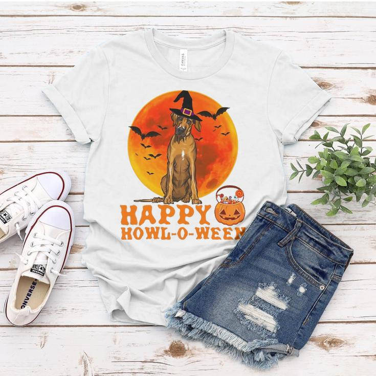 Funny Rhodesian Ridgeback Dog Halloween Happy Howl-O-Ween Women T-shirt Unique Gifts