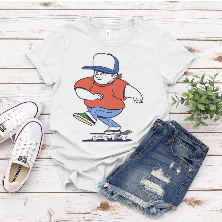 Funny Skater Cartoon Skateboarder Riding Skateboard Gift Women T-shirt Unique Gifts