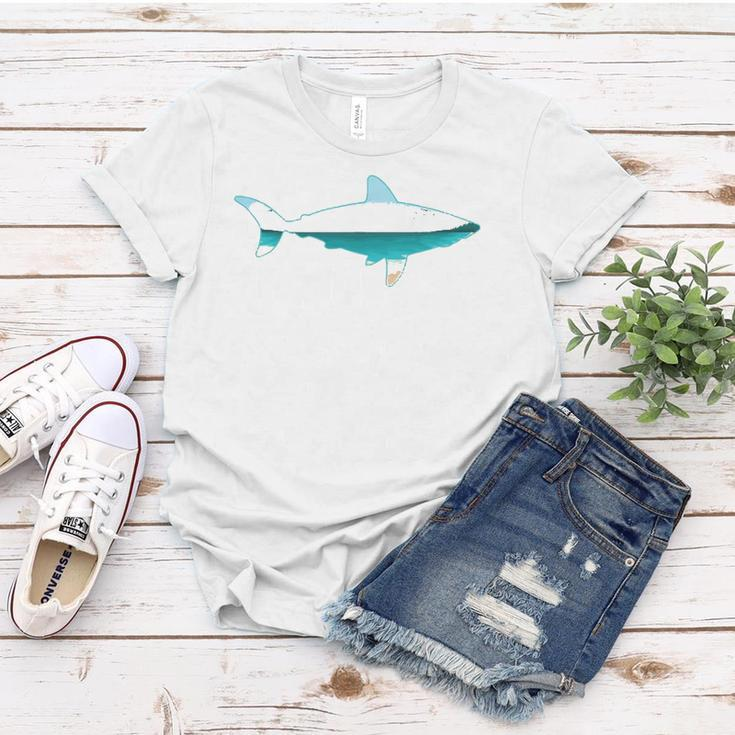 Great White Shark Print With Landscape - Shark Lover Women T-shirt Unique Gifts