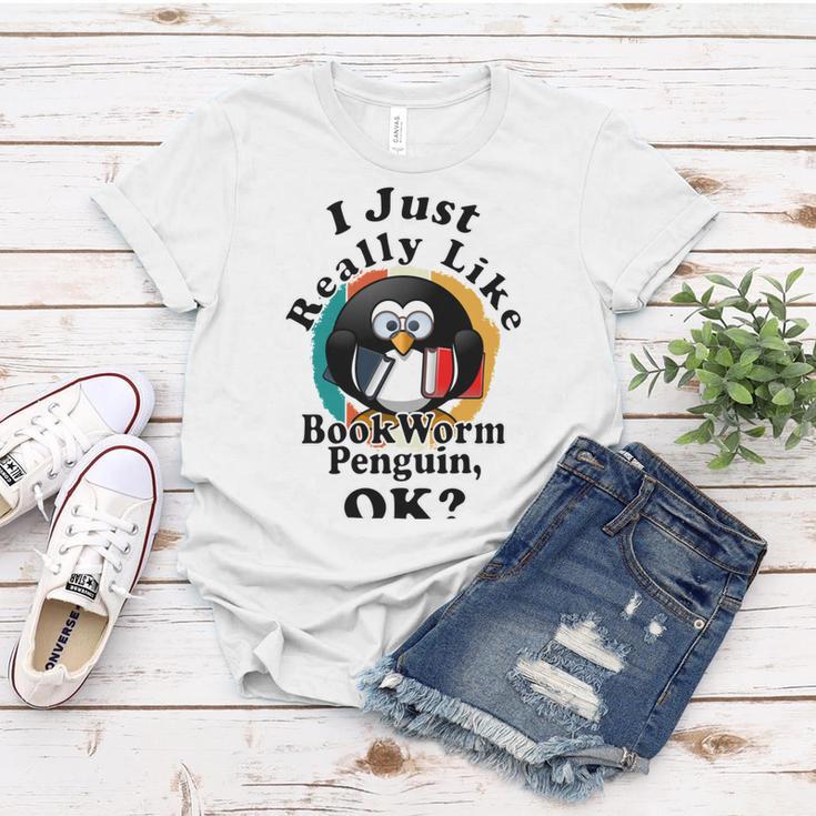 I Really Like Book Worm Penguin Ok Women T-shirt Funny Gifts