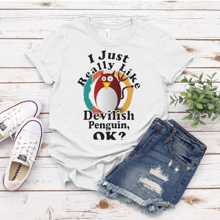 I Really Like Devilish Penguin Ok Women T-shirt Funny Gifts