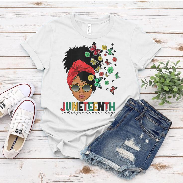 Junenth Is My Independence Day Black Queen And Butterfly Women T-shirt Unique Gifts