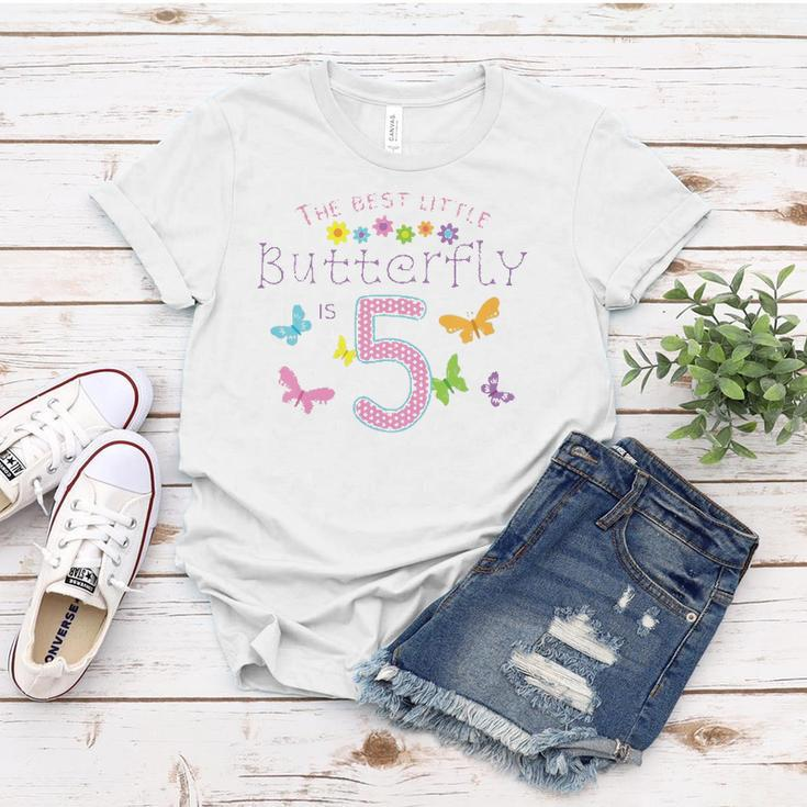 Kids 5Th Fifth Birthday Party Cake Little Butterfly Flower Fairy Women T-shirt Unique Gifts