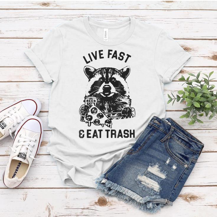 Live Fast Eat Trash Funny Raccoon Hiking Women T-shirt Unique Gifts