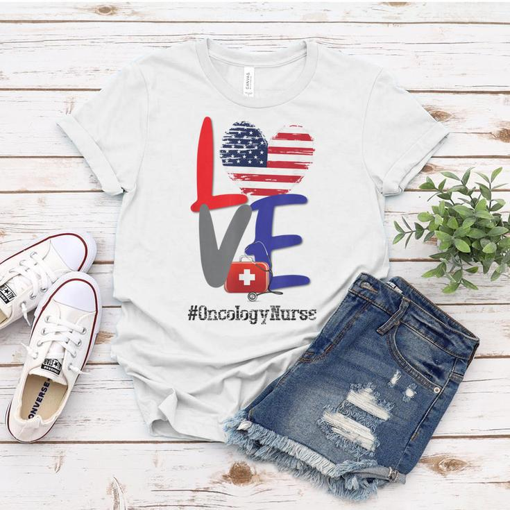 Oncology Nurse Rn 4Th Of July Independence Day American Flag Women T-shirt Funny Gifts