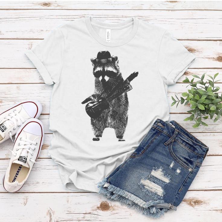 Raccoon Wielding Ukulele Women T-shirt Funny Gifts