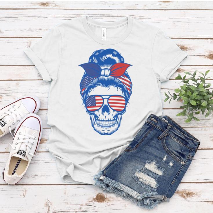 Ultra Maga Red White Blue Skull Women T-shirt Funny Gifts