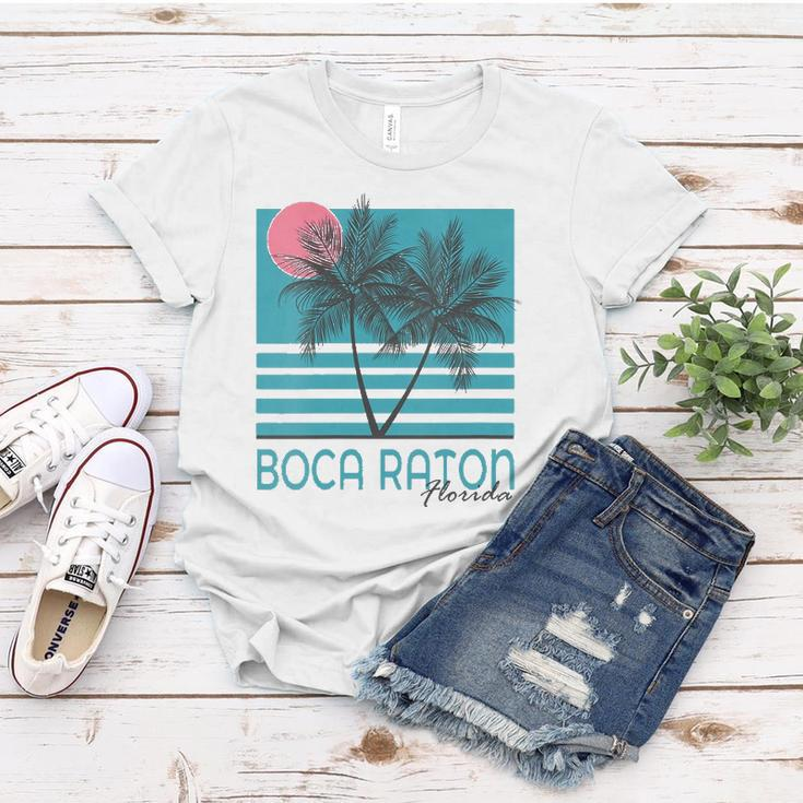 Womens Boca Raton Florida Souvenirs Fl Palm Tree Vintage Women T-shirt Unique Gifts