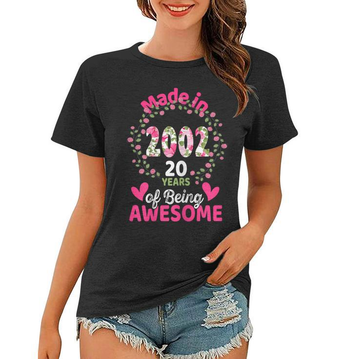 20 Years Old 20Th Birthday Born In 2002 Women Girls Floral  Women T-shirt