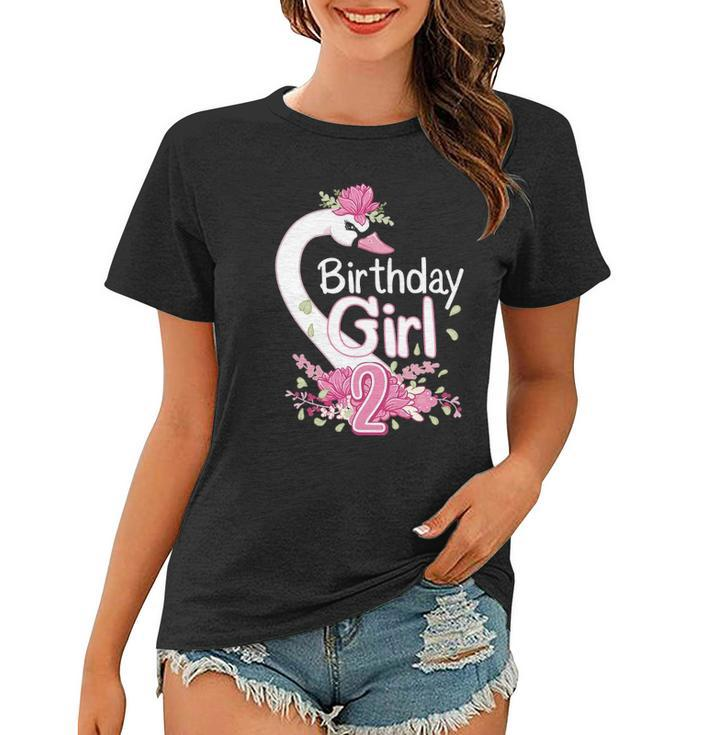 2Nd Birthday Wildlife Swan Animal 2 Years Old Birthday Girl Women T-shirt