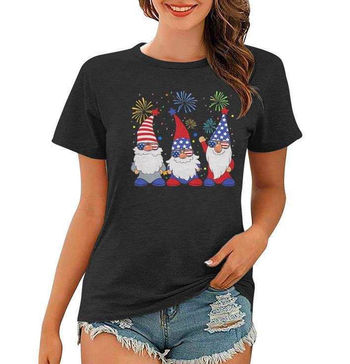 4Th Of July Funny Patriotic Gnomes Sunglasses American Usa Women T-shirt