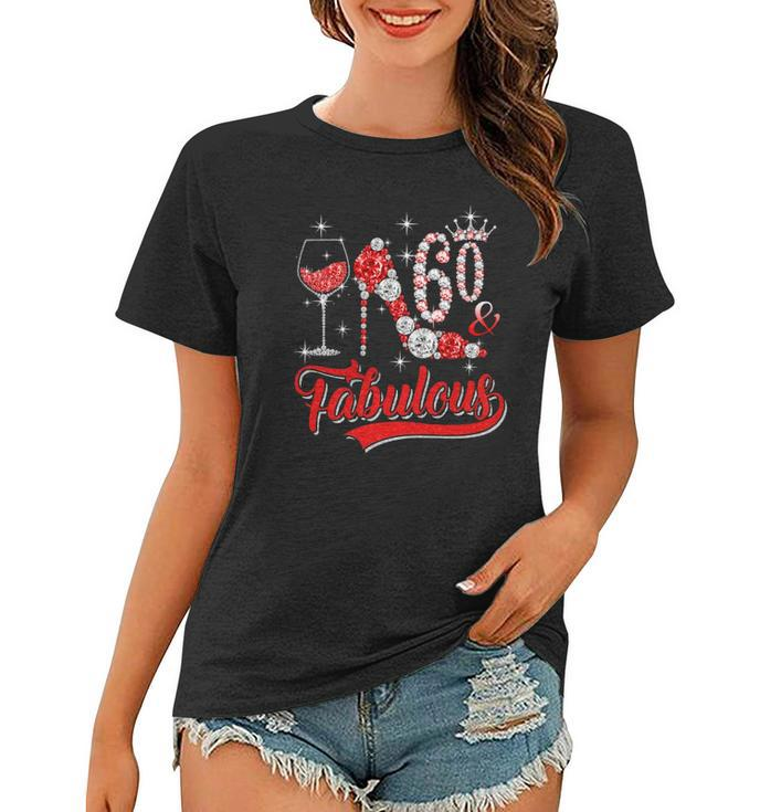 60 And Fabulous 60 Years Old Birthday Diamond Crown Shoes Women T-shirt