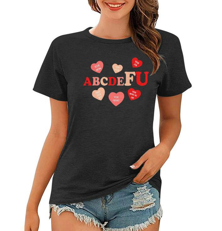 AbcDeFu Valentines Retro Funny Hearts Valentine Candy Women T-shirt
