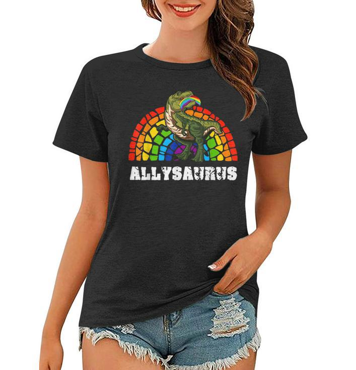 Allysaurus Dinosaur In Rainbow Flag For Ally Lgbt Pride  V3 Women T-shirt