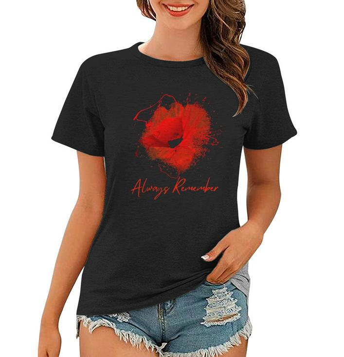 Always Remember Red Poppy Memorial Women T-shirt