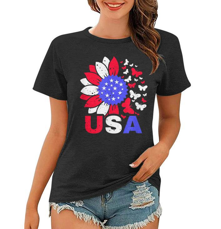 American Flag 4Th Of July Proud Usa Flower Girl  Women T-shirt