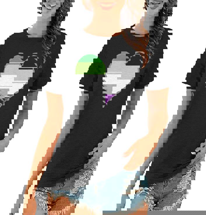 Asexual Aromantic Pride Flag Heart Nonsexual Equality Month  Women T-shirt