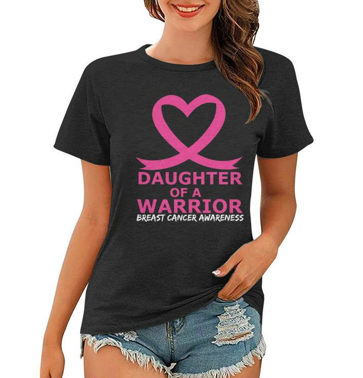 Breast Cancer Daughter Of A Warrior Pink Heart Ribbon Women T-shirt