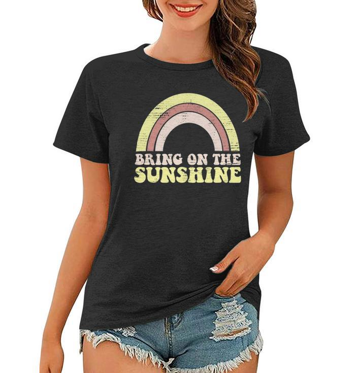 Bring On The Sunshine Distressed Graphic Tee Women Rainbow Women T-shirt