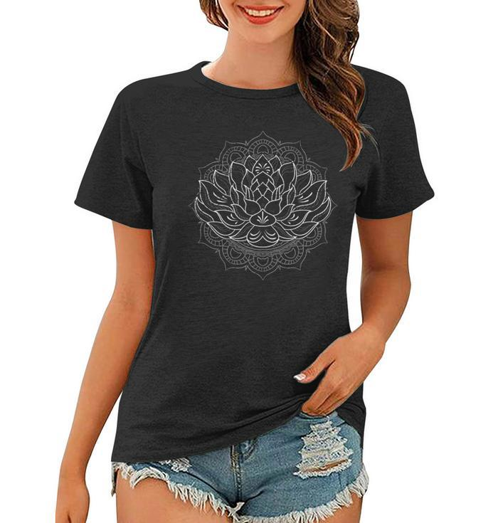 Buddhist Fractal Geometry Spiritual Yoga Asian Mandala Lotus  Women T-shirt