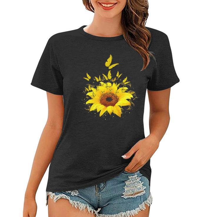 Butterflies Sunflower Smoke Women T-shirt