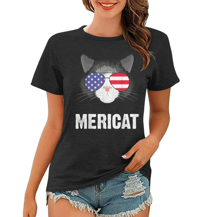 Cat American Flag Independence Day Mericat 4Th Of July  Women T-shirt