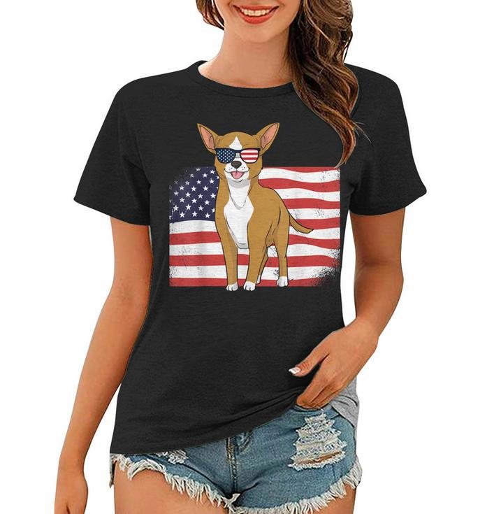 Chihuahua Dad & Mom American Flag 4Th Of July Usa Funny Dog  Women T-shirt
