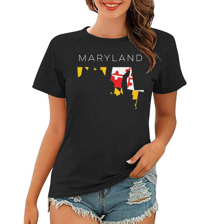 Classy Maryland State Flag Printed Graphic Tee Women T-shirt