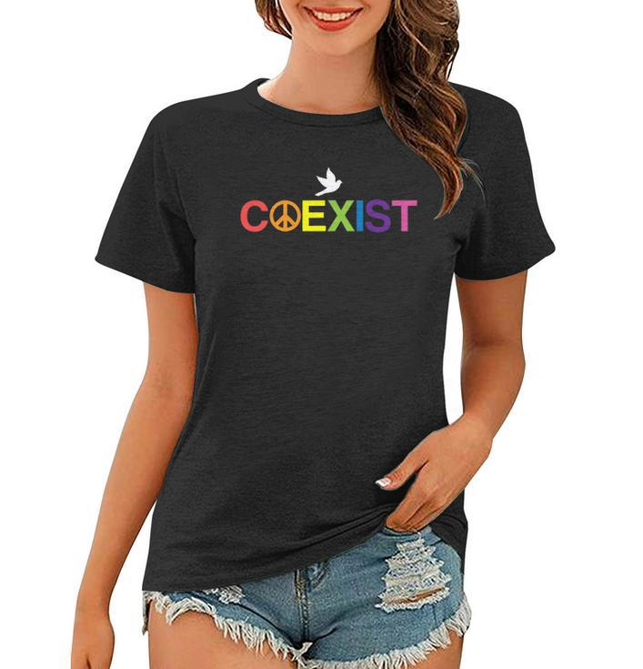 Coexist Equality Dove Freedom Lgbt Pride Rainbow Women T-shirt