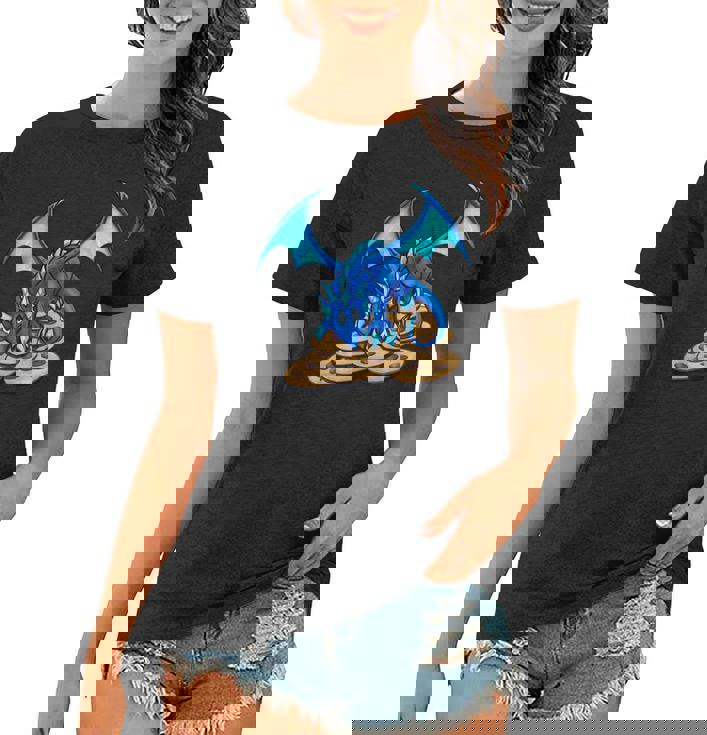 Cute Blue Dragon And His Cookie Treasure Hoard  Women T-shirt