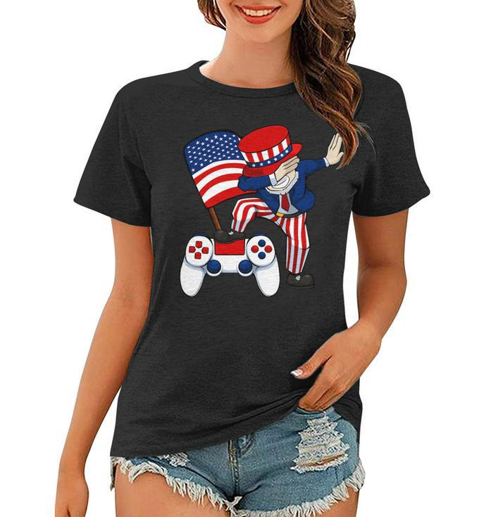 Dabbing Patriotic Gamer 4Th Of July Video-Game Controller T-Shirt Women T-shirt
