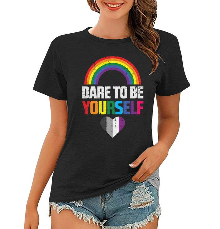 Dare To Be Yourself Asexual Ace Pride Flag Lgbtq Men Women Women T-shirt