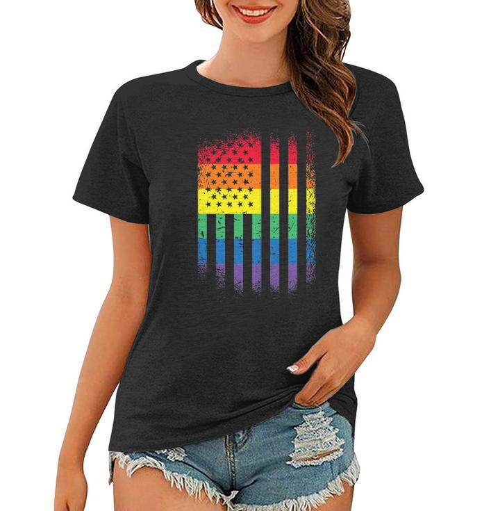 Distressed Rainbow Flag Gay Pride Rainbow Equality Women T-shirt