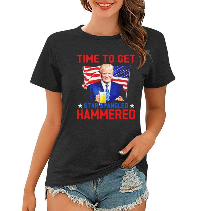 Donald Drunk Trump 4Th Of July Drinking Presidents Usa Flag Women T-shirt