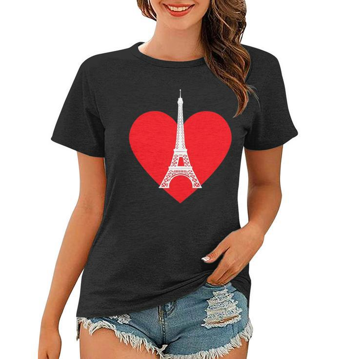 Eiffel Tower Heart For Paris Downtown France City Of Love Women T-shirt
