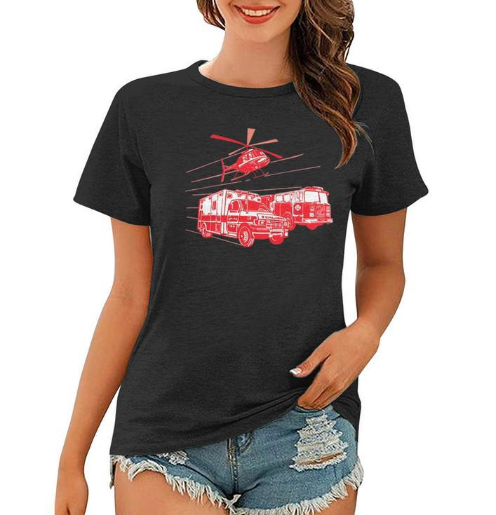 Ems Fire Rescue Truck Helicopter Cute Unique Gift Women T-shirt
