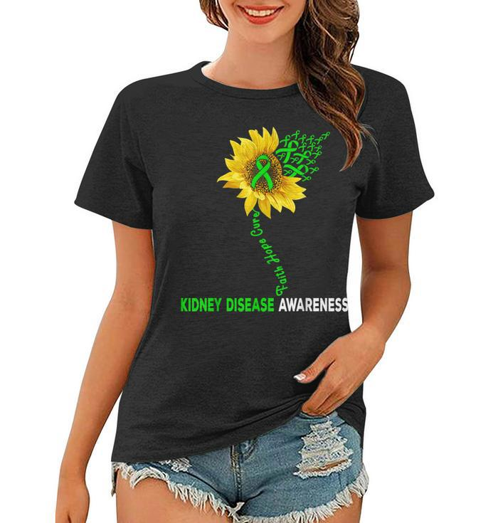 Faith Hope Cure Kidney Disease Sunflower Puzzle Pieces  Women T-shirt