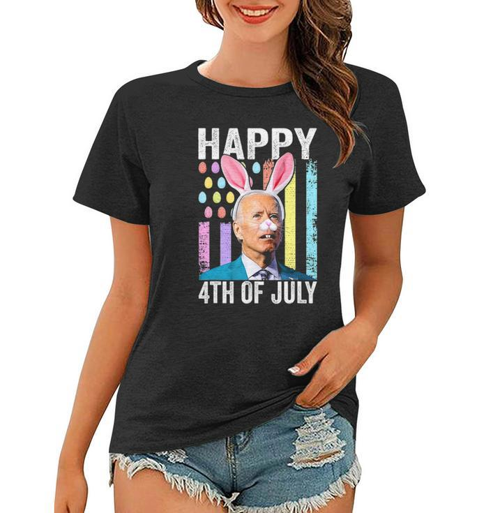 Funny Biden Happy 4Th Of July Confused Easter Biden Bunny Women T-shirt