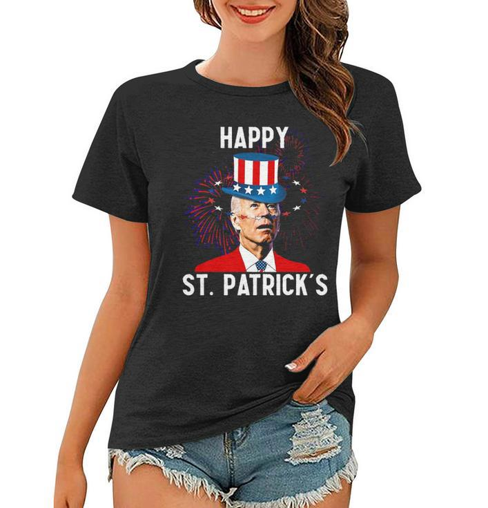 Funny Joe Biden Confused St Patricks Day For Fourth Of July Women T-shirt