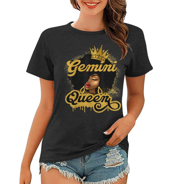Gemini Queen Birthday Girl Afro Woman Black Queen Zodiac  Women T-shirt