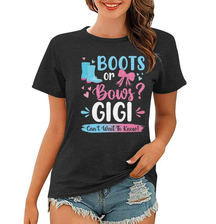Gender Reveal Boots Or Bows Gigi Matching Baby Party Women T-shirt