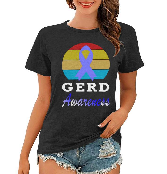 Gerd Awareness Vintage  Periwinkle Blue Ribbon  Gastroesophageal Reflux Disease  Gerd Awareness Women T-shirt