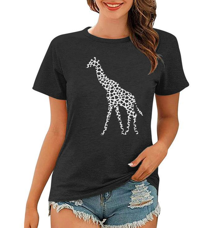 Giraffe White Pattern Graphic Animal Print Women T-shirt