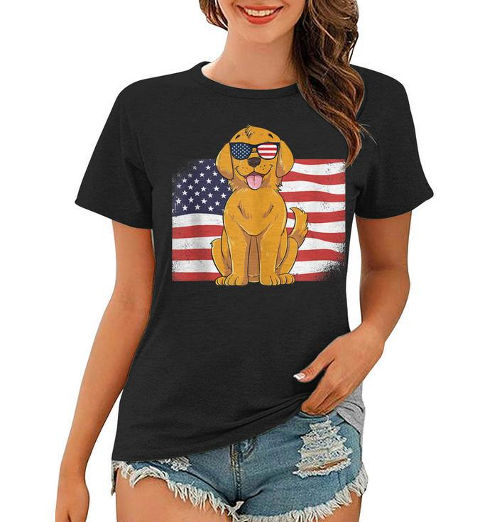 Golden Retriever Dad & Mom American Flag 4Th Of July Usa Lab  Women T-shirt