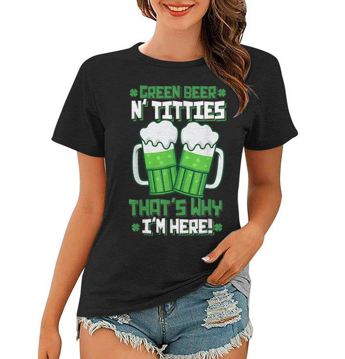 Green Beer Titties Funny St Patrick Day Adult Drinking  Women T-shirt