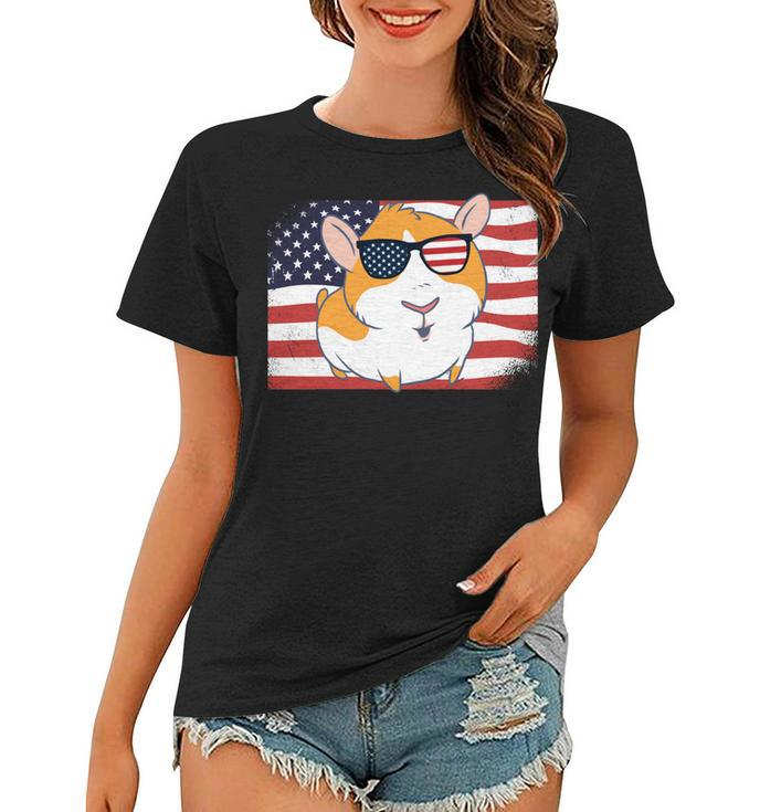 Guinea Pig Dad & Mom American Flag 4Th Of July Usa Funny   Women T-shirt