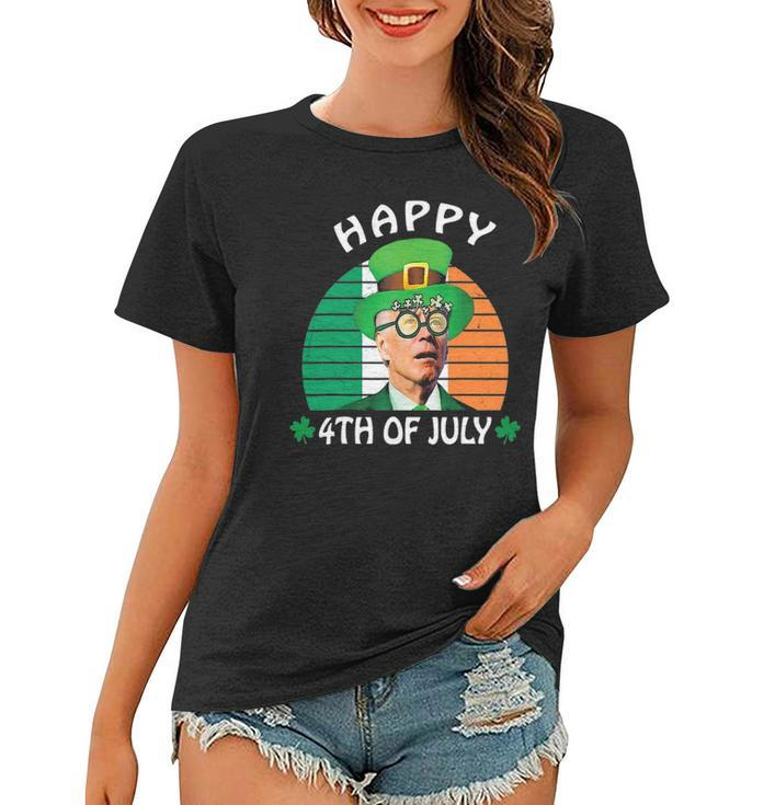 Happy 4Th Of July Joe Biden Leprechaun St Patricks Day Women T-shirt